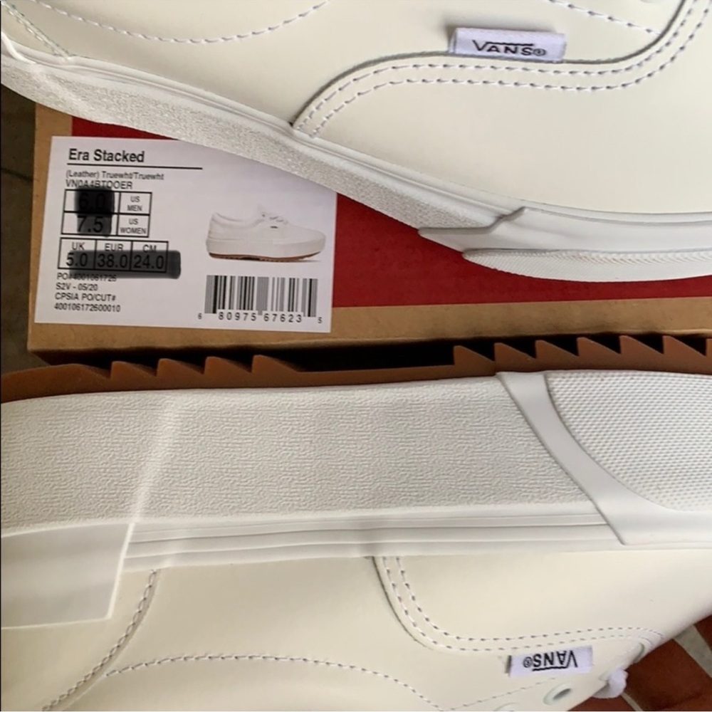 •VANS ERA STACKED LEATHER TRUE WHITE PLATFORMS - Picture 12 of 16